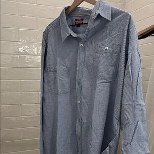 Merona Men's Blue Checkered Button Down Shirt